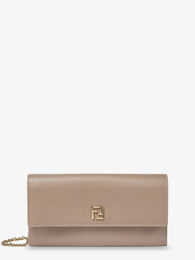 Fendi Fendi Continental Leather Crossbody Bag Beige - World Class Fashion