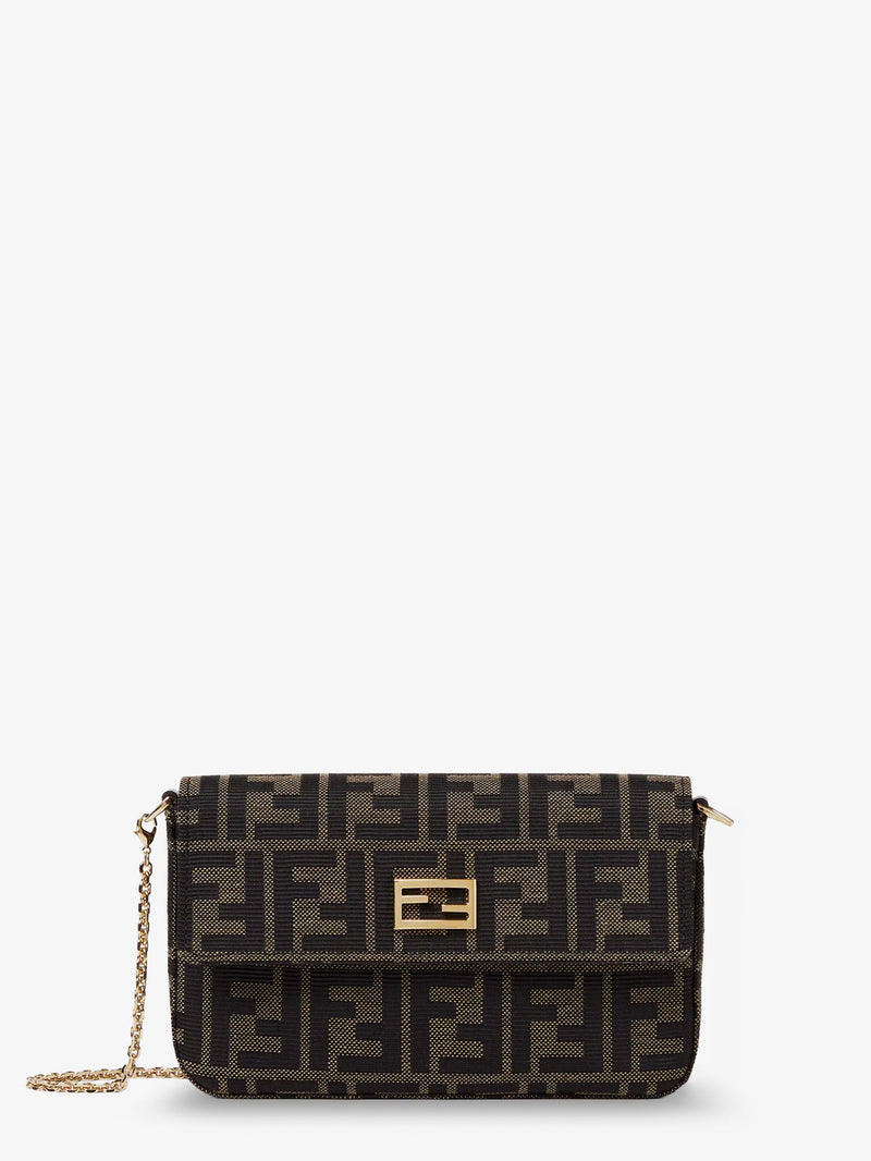 Fendi Fendi Wallet On Chain FF Zucca Fabric Brown Women - World Class Fashion