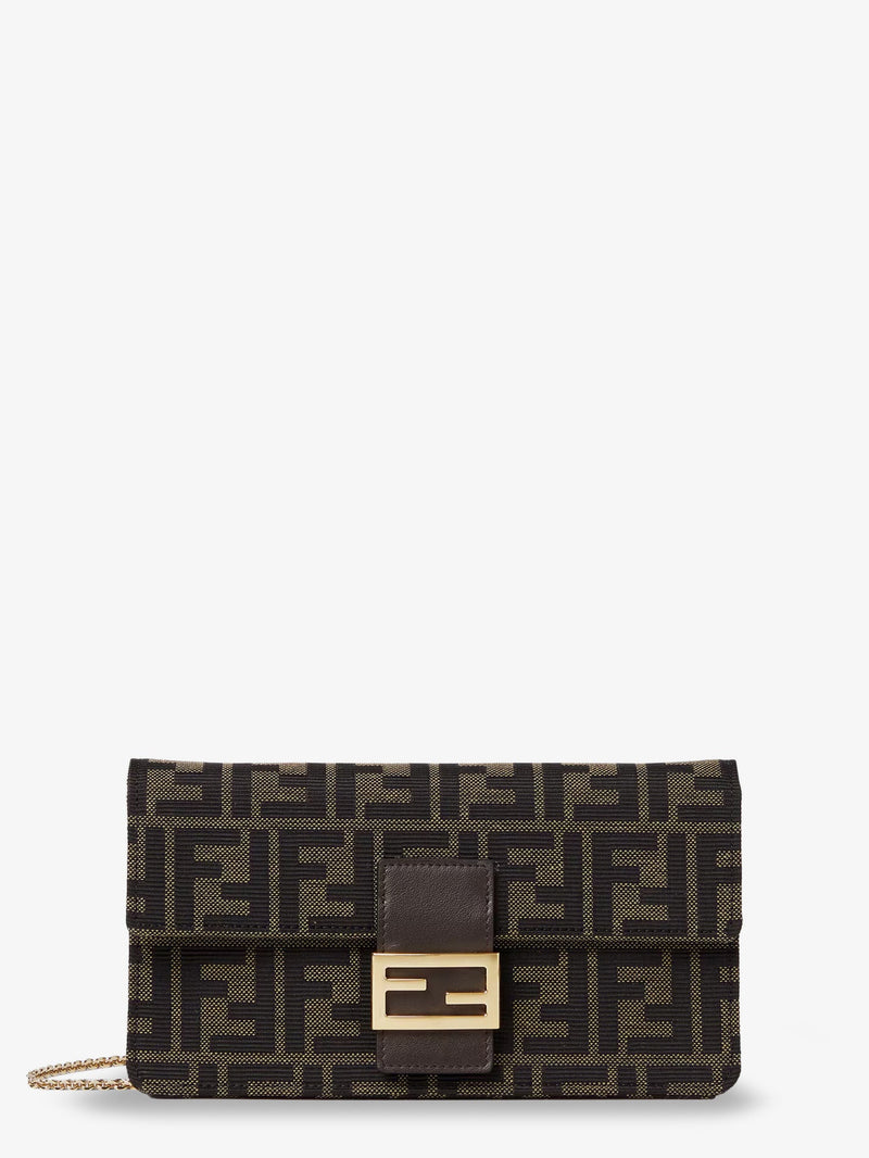 Fendi Fendi Wallet On Chain FF Zucca Fabric Brown Women - World Class Fashion