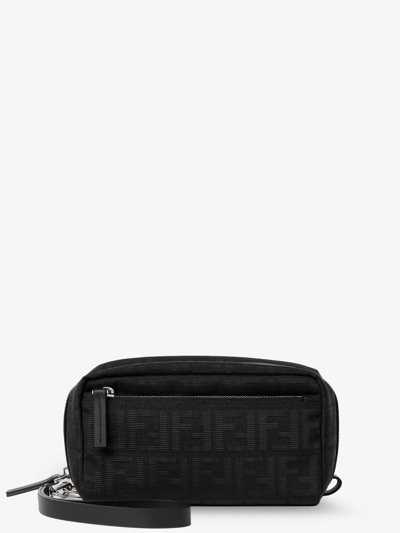 Fendi Fendi FF Zucca Jacquard Fabric Clutch Bag Black - World Class Fashion