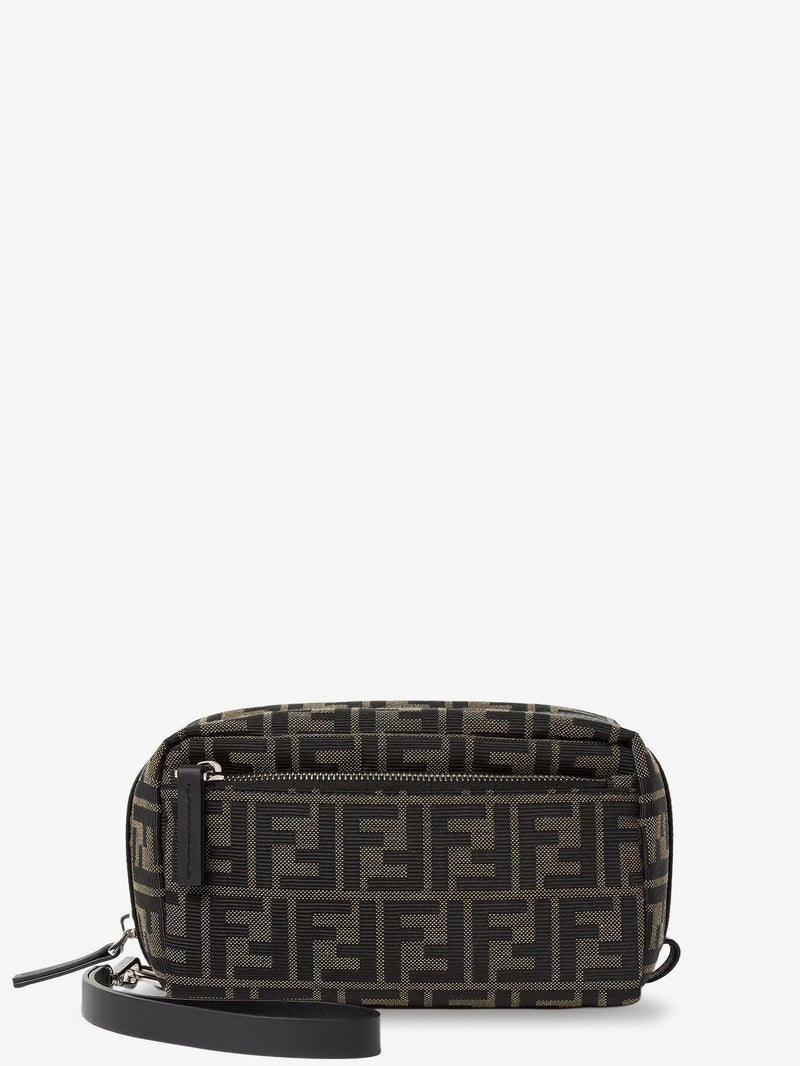 Fendi Fendi FF Zucca Jacquard Fabric Clutch Bag Brown - World Class Fashion