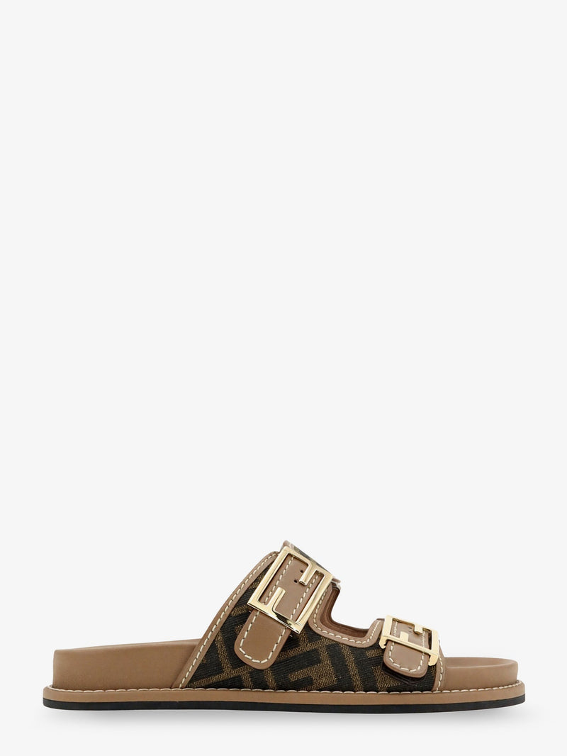 Fendi Fendi Feel FF Fabric Sandals Brown - World Class Fashion