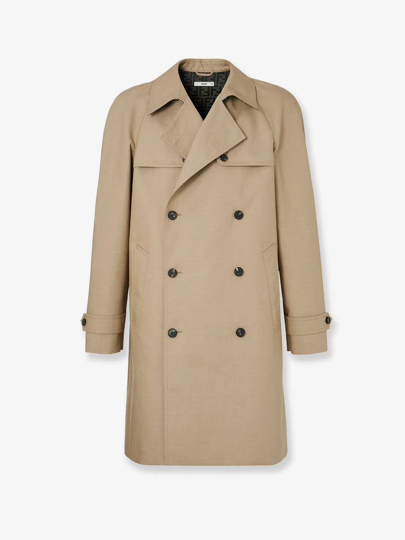 Fendi Fendi Double-Breasted Mackintosh Trench Beige Men - World Class Fashion
