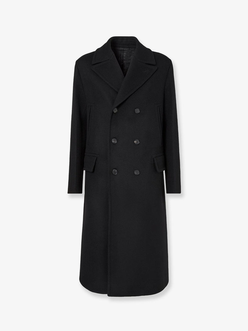 Fendi Fendi Double-Breasted Wool Angora Coat Black - World Class Fashion