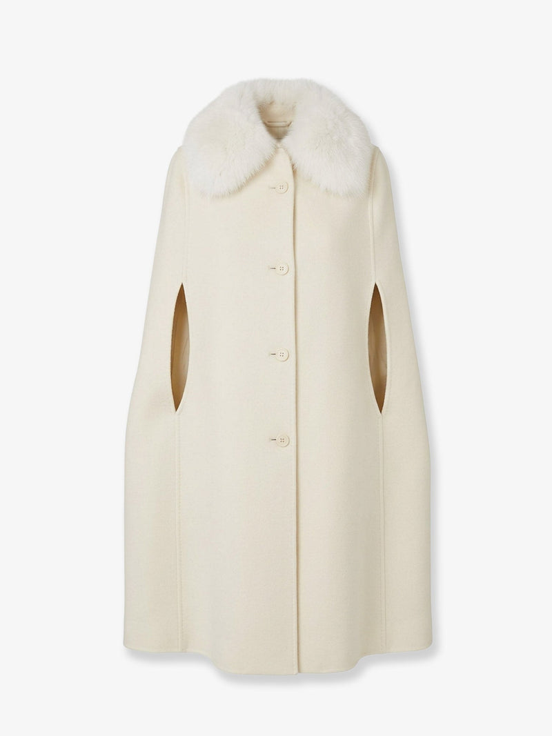 Fendi Fendi Virgin Wool and Angora Cape White - World Class Fashion