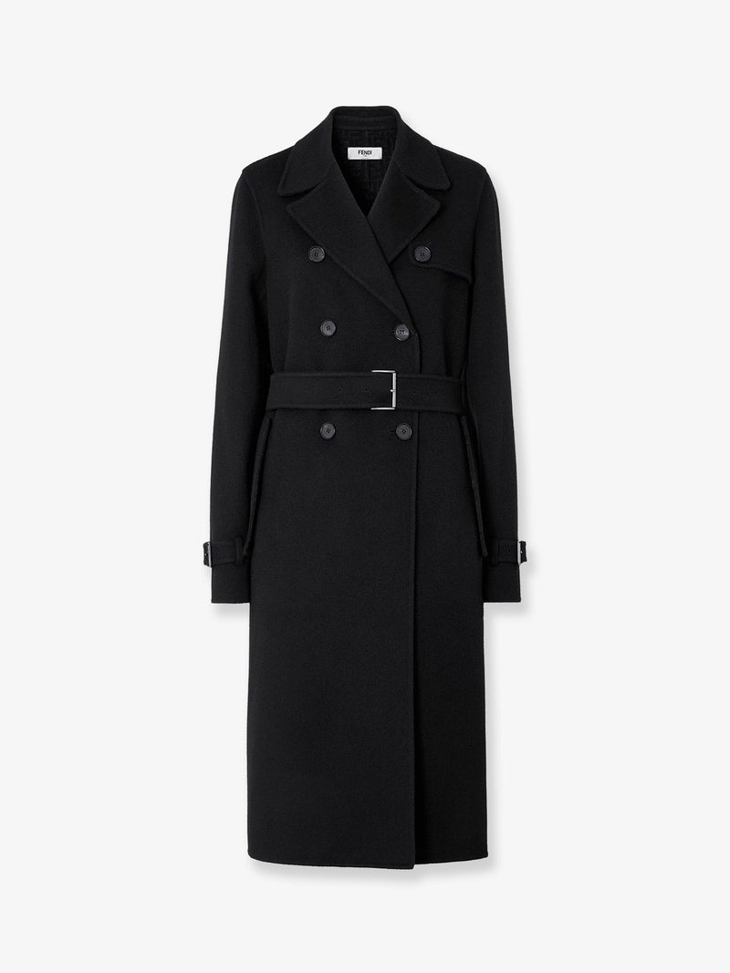 Fendi Fendi FF Zucca Virgin Wool Midi Coat Black - World Class Fashion