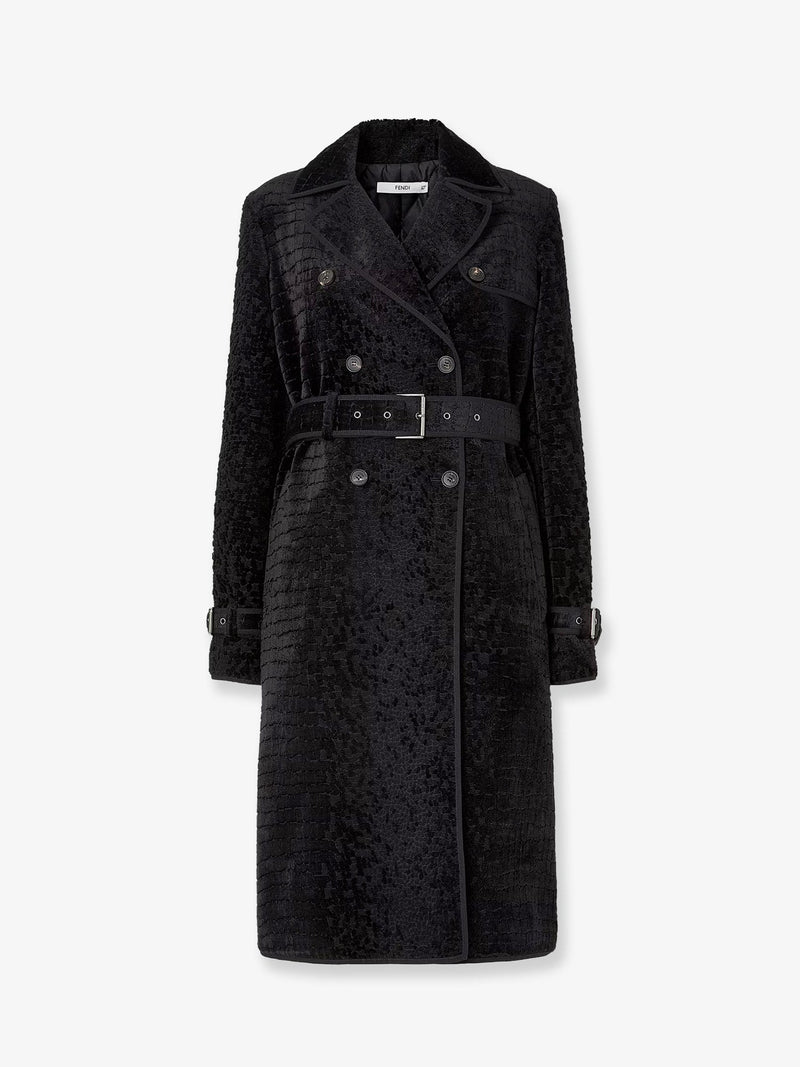 Fendi Fendi Jacquard Velvet Animal Print Coat Black Women - World Class Fashion