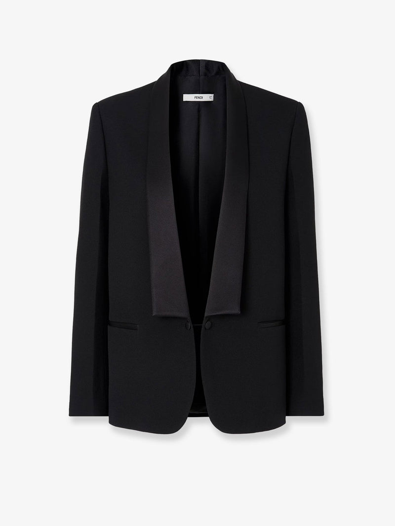 Fendi Fendi Single-Breasted Virgin Wool Blazer Black - World Class Fashion