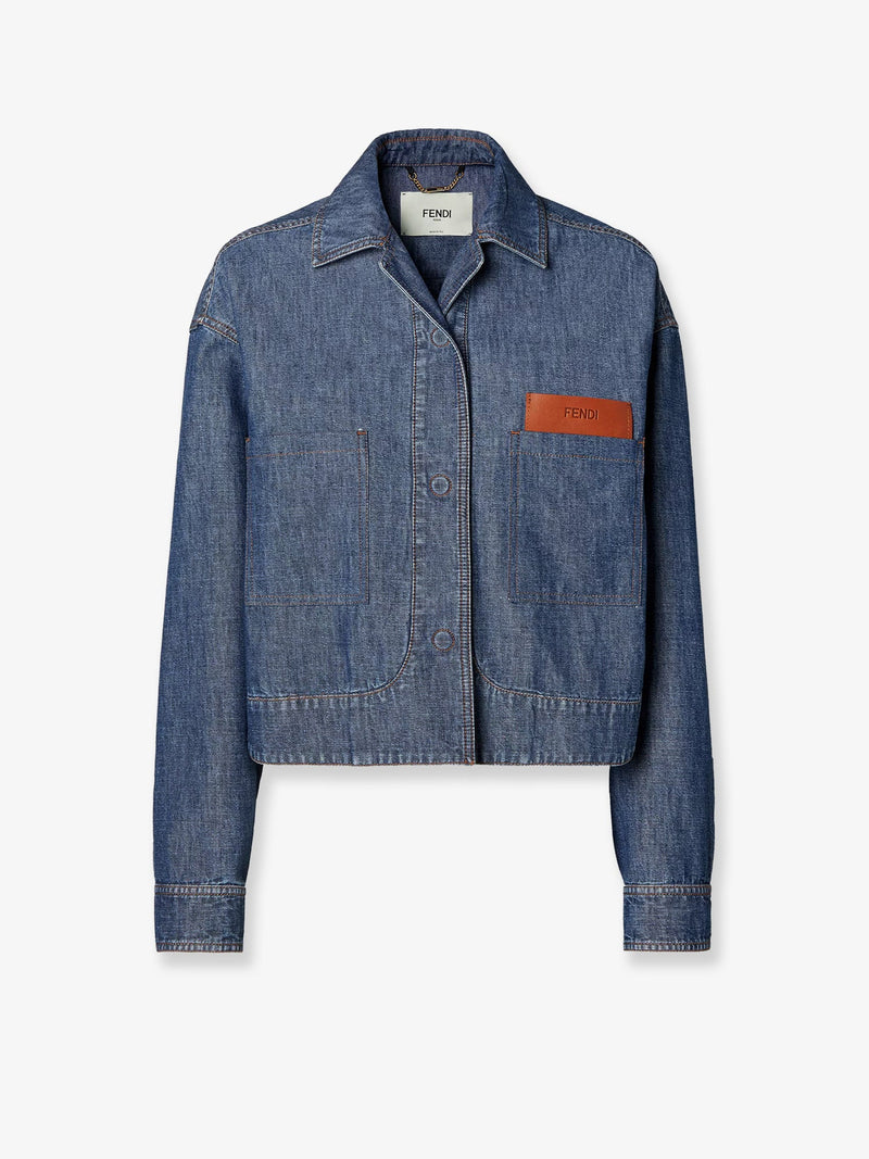 Fendi Fendi Chambray Denim Jacket Blue Women - World Class Fashion