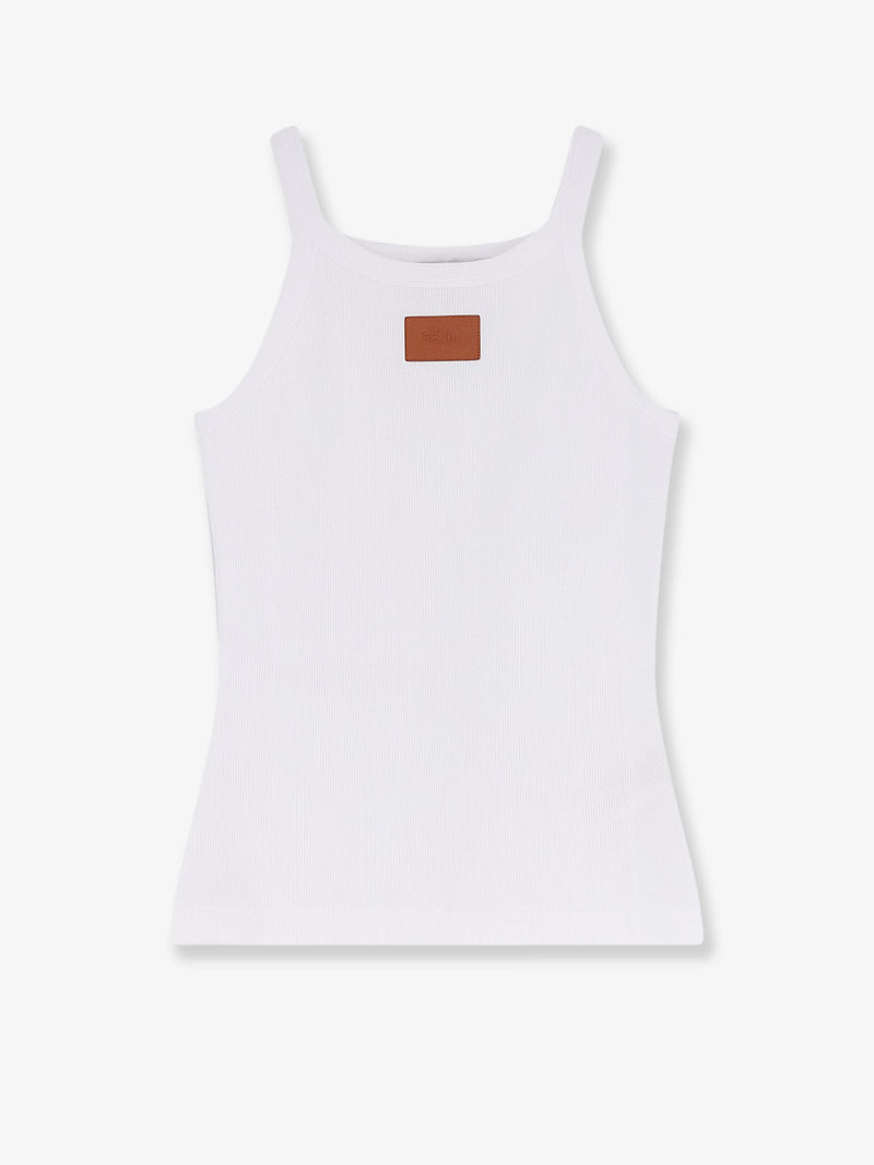 Fendi Fendi Ribbed Cotton Tank Top White - World Class Fashion