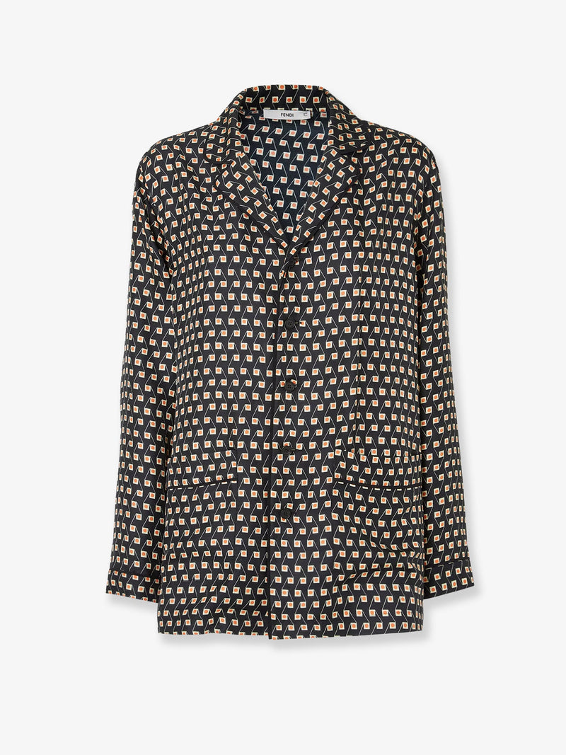 Fendi Fendi Pajamas Printed Silk Shirt Black - World Class Fashion
