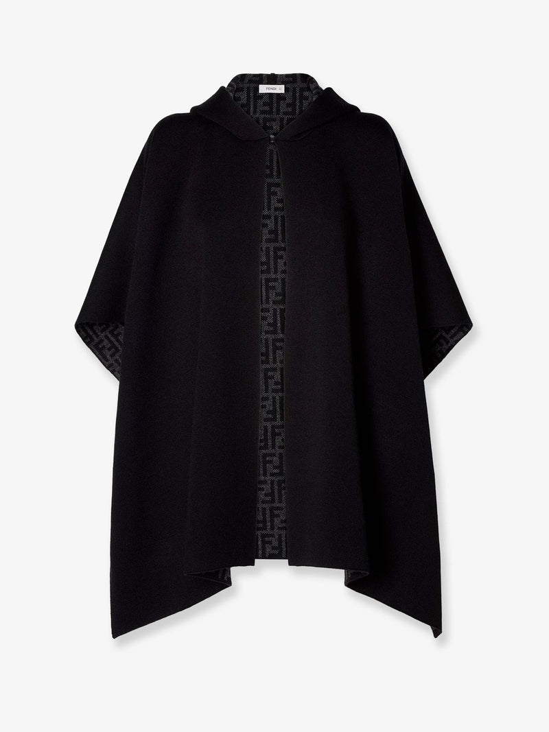 Fendi Fendi FF Zucca Cashmere Poncho Black Grey - World Class Fashion