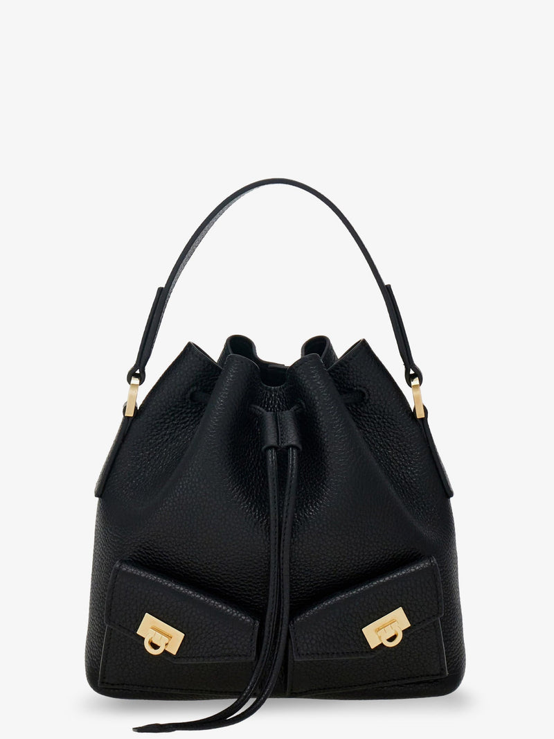 Ferragamo Ferragamo Leather Bucket Bag Black - World Class Fashion