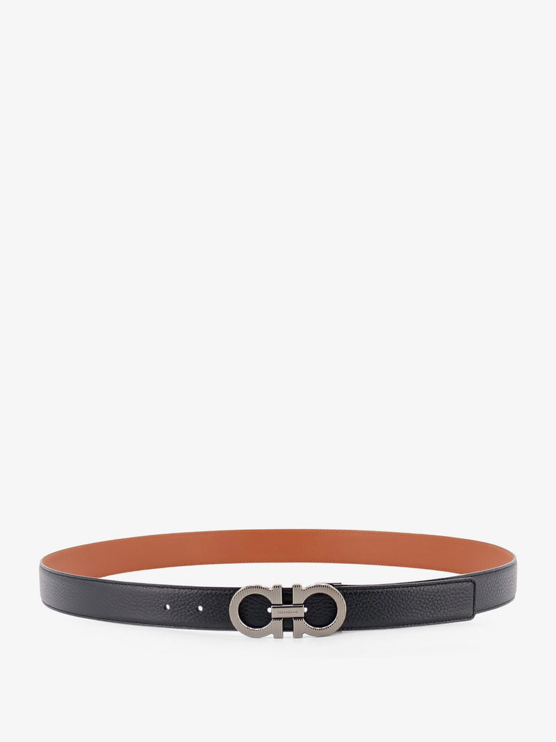 Ferragamo Ferragamo Reversible Leather Gancini Belt Black - World Class Fashion