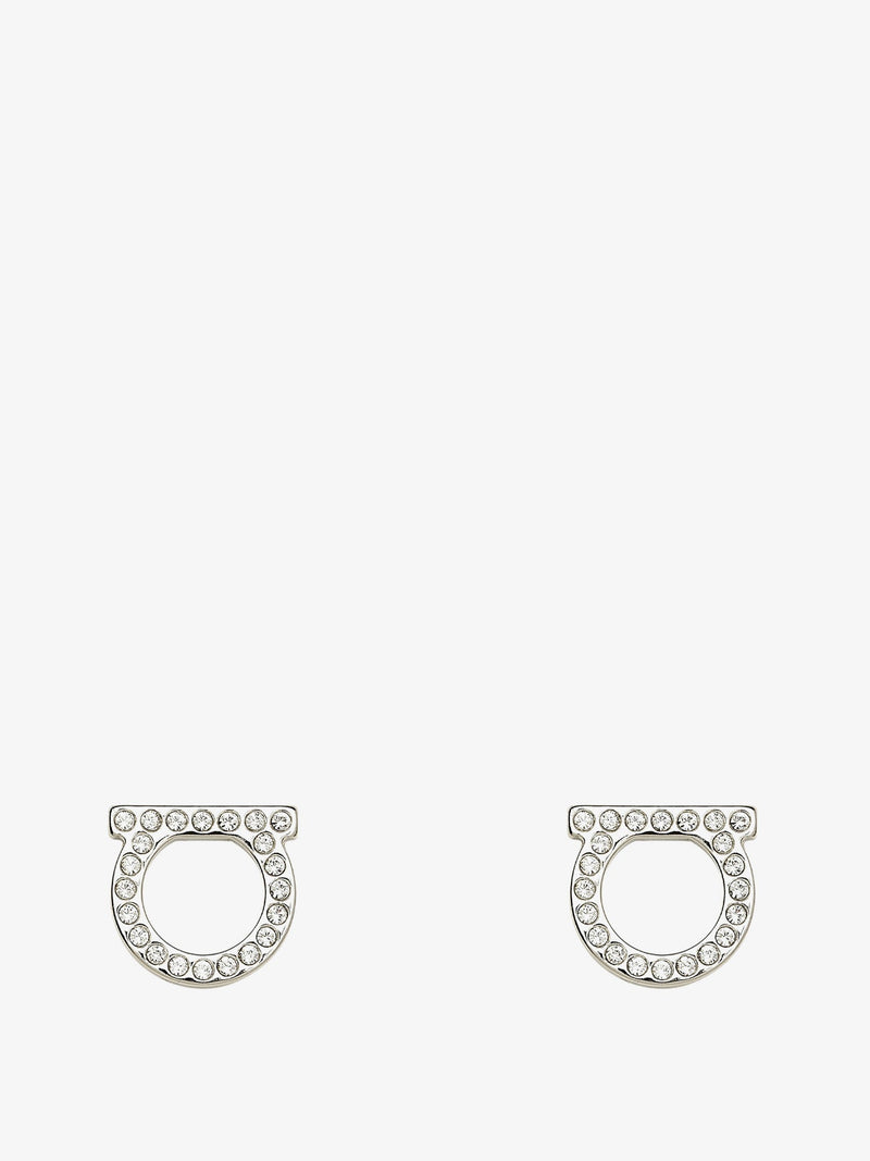 Ferragamo Ferragamo Gancini Crystals Brass Earrings Silver - World Class Fashion