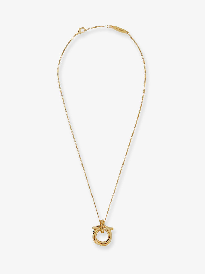 Ferragamo Ferragamo Brass Necklace with Gancini Pendant Gold - World Class Fashion