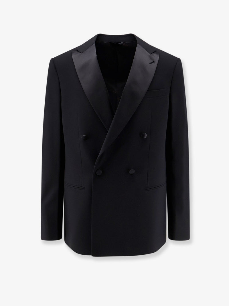 Giorgio Armani Giorgio Armani Soho Virgin Wool Tuxedo Blazer Black - World Class Fashion
