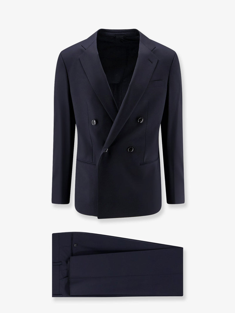Giorgio Armani Giorgio Armani Slim Lightweight Virgin Wool Suit Blue - World Class Fashion