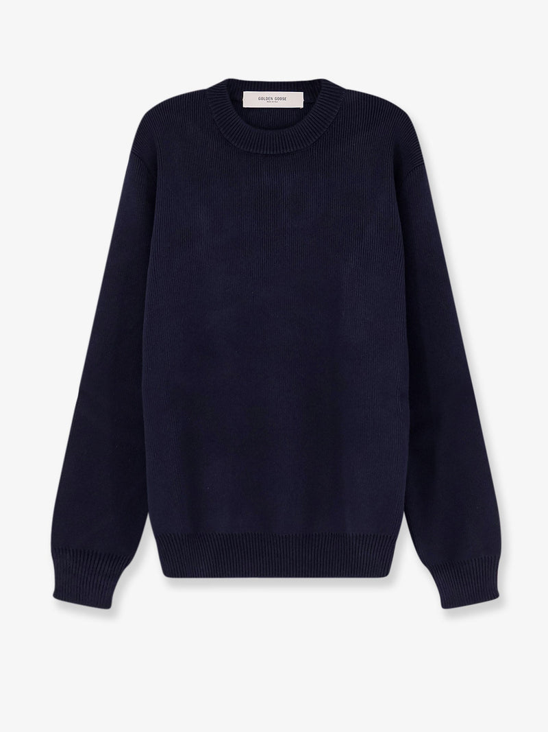 Golden Goose Golden Goose Davis Ribbed Cotton Sweater Blue - World Class Fashion