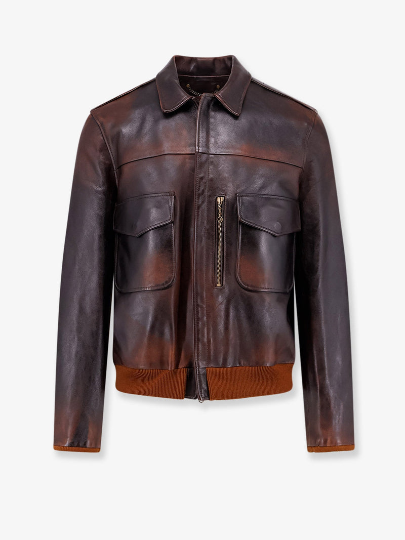 Golden Goose Golden Goose Deluxe Leather Jacket Brown - World Class Fashion