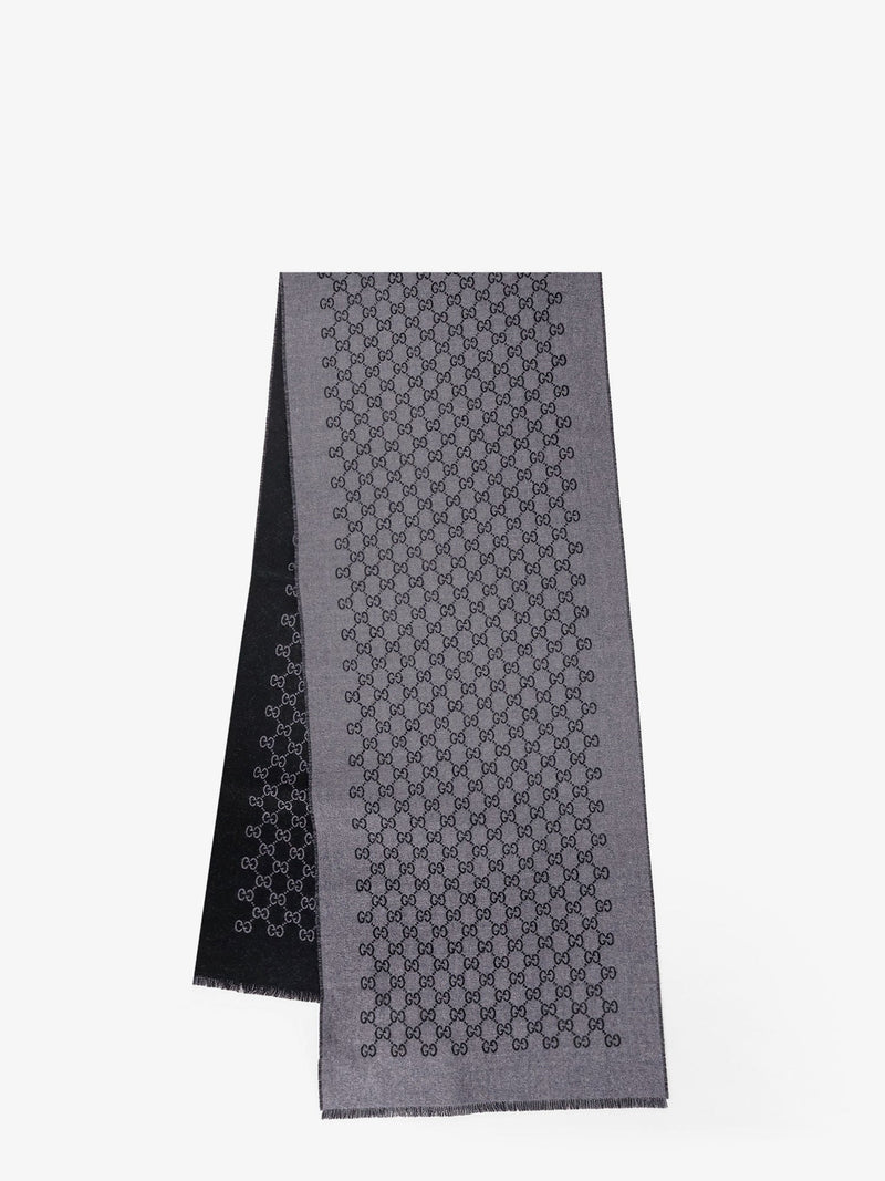 Gucci Gucci Double Wool Jacquard Scarf Grey Men - World Class Fashion