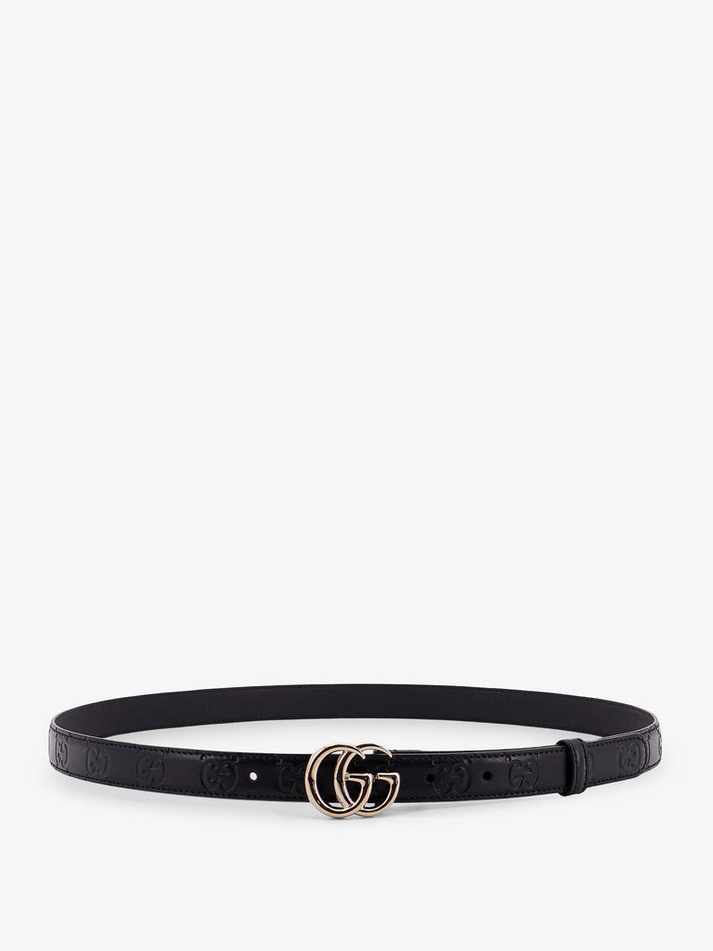 Gucci Gucci Leather Belt with All-Over GG Logo Black - World Class Fashion