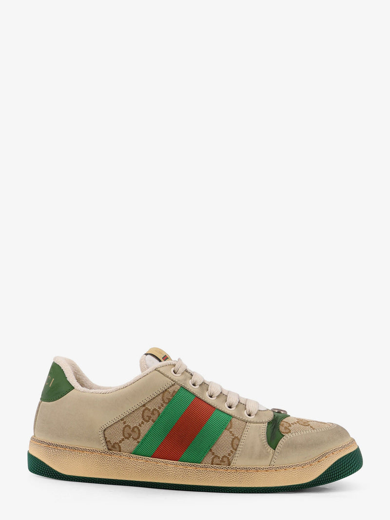 Gucci Gucci Screener Gg Low-Top Vintage Leather Sneakers - World Class Fashion