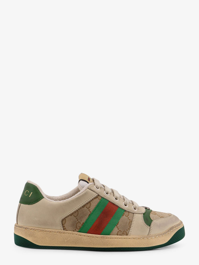Gucci Gucci Screener Leather and GG Supreme Sneakers Beige - World Class Fashion