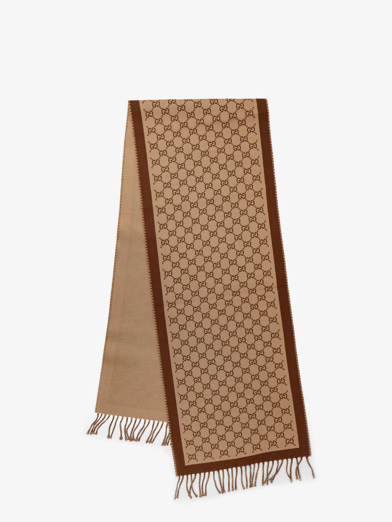 Gucci Gucci Wool Scarf With Gg Motif - World Class Fashion
