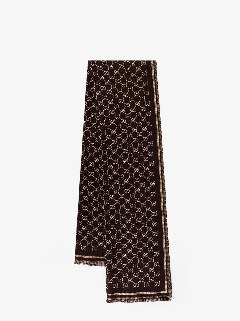Gucci Gucci GG Wool Jacquard Scarf Brown - World Class Fashion
