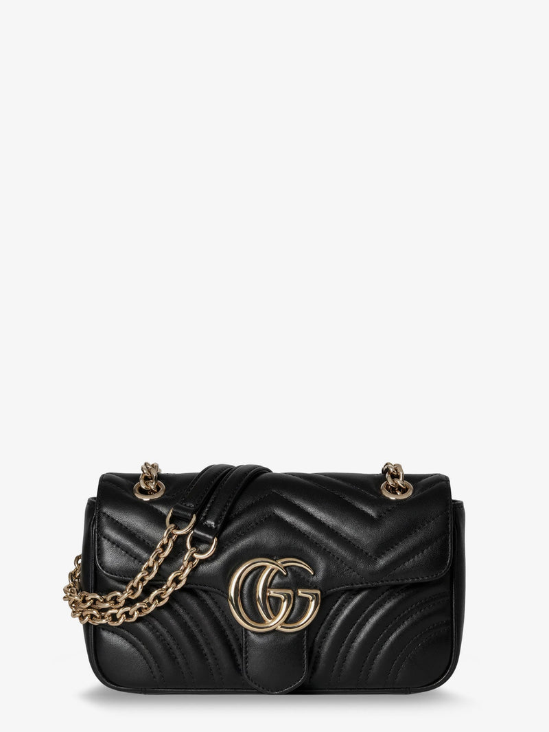 Gucci Gucci GG Marmont Leather Crossbody Bag Black - World Class Fashion
