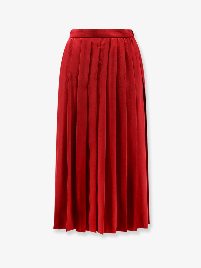 Gucci Gucci Pleated Silk Midi Skirt Red - World Class Fashion