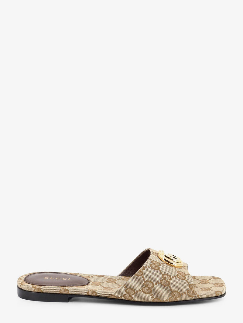 Gucci Gucci GG Fabric Slide Sandals Beige - World Class Fashion