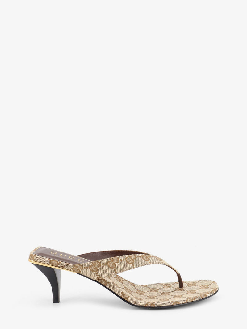 Gucci Gucci Vittoria GG Fabric Flip-Flops Sandals Beige - World Class Fashion
