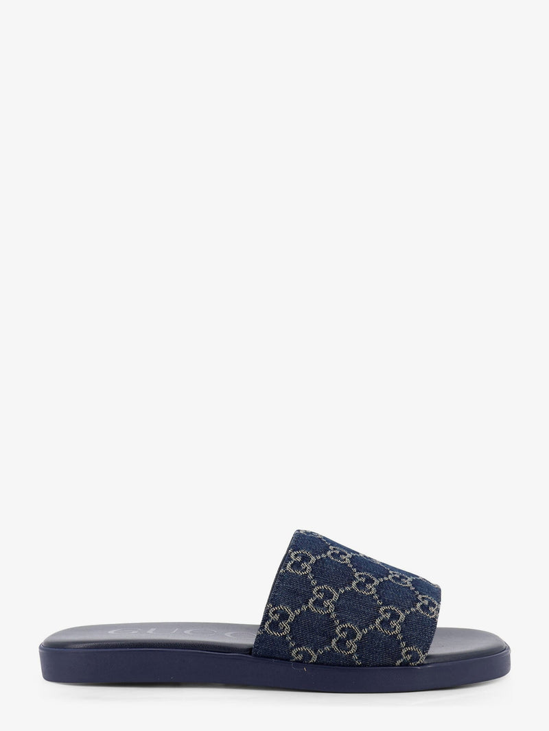 Gucci Gucci Denim Sandals With Gg Motif - World Class Fashion