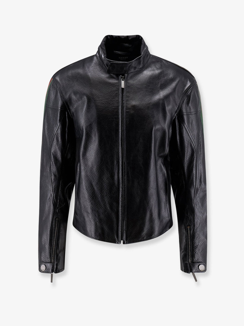 Gucci Gucci Leather Bomber Jacket Black Men - World Class Fashion