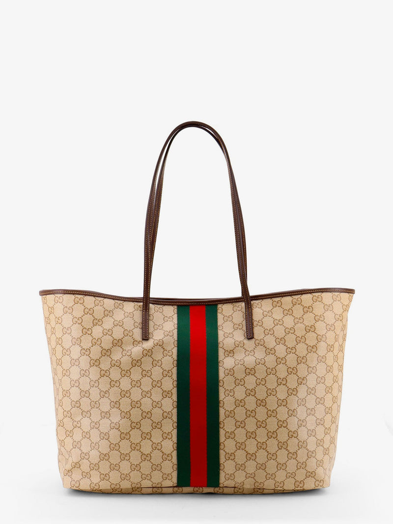 Gucci Gucci Tribeca Coated Canvas Shopping Bag Beige - World Class Fashion