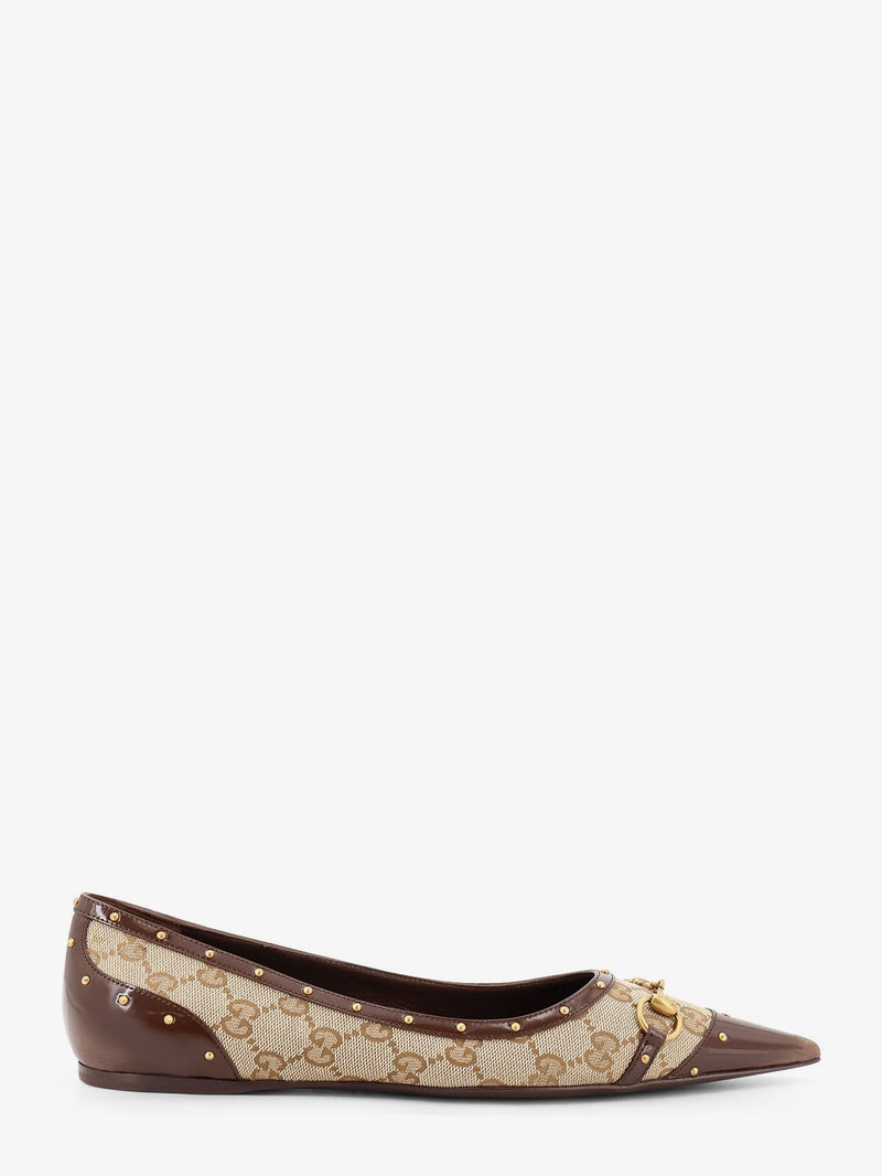 Gucci Gucci Savoy Gg Fabric Ballerinas With Stud Detail - World Class Fashion