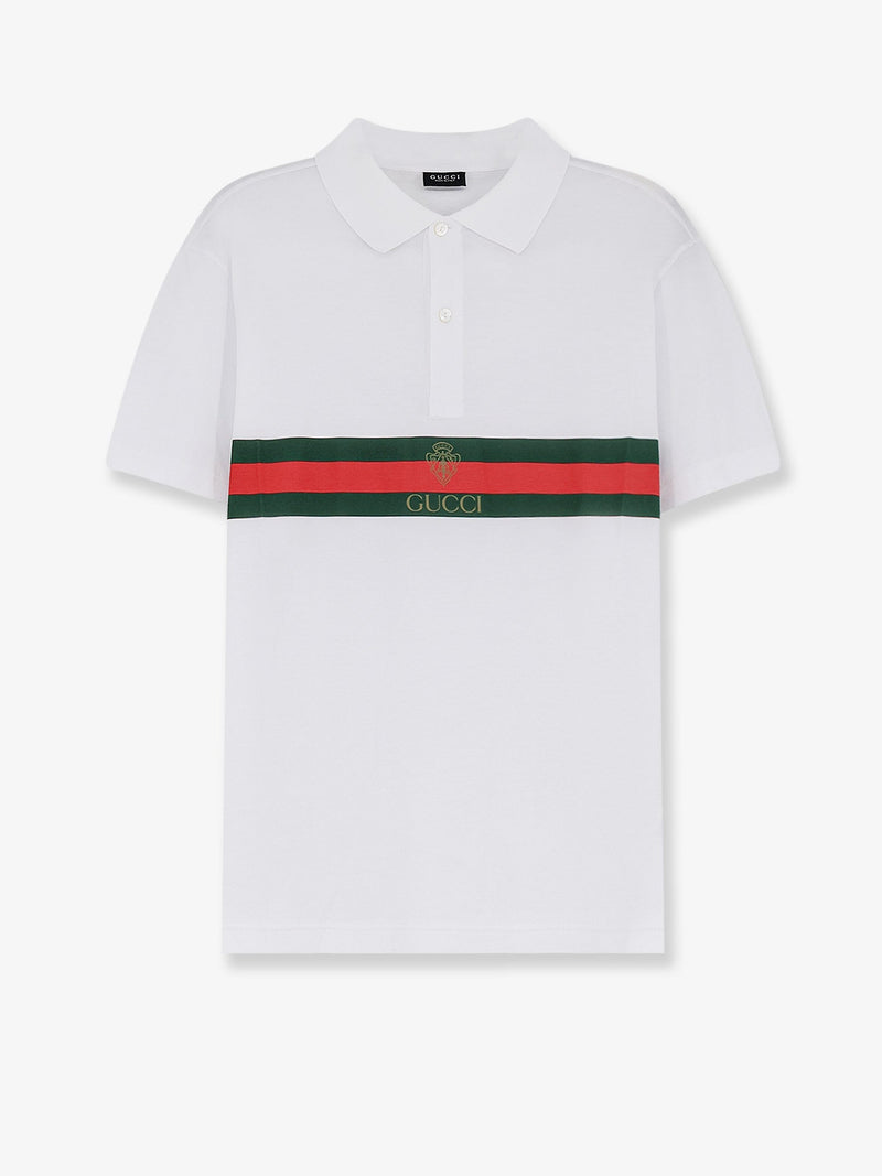 Gucci Polo de algodón Gucci con estampado Web blanco - World Class Fashion