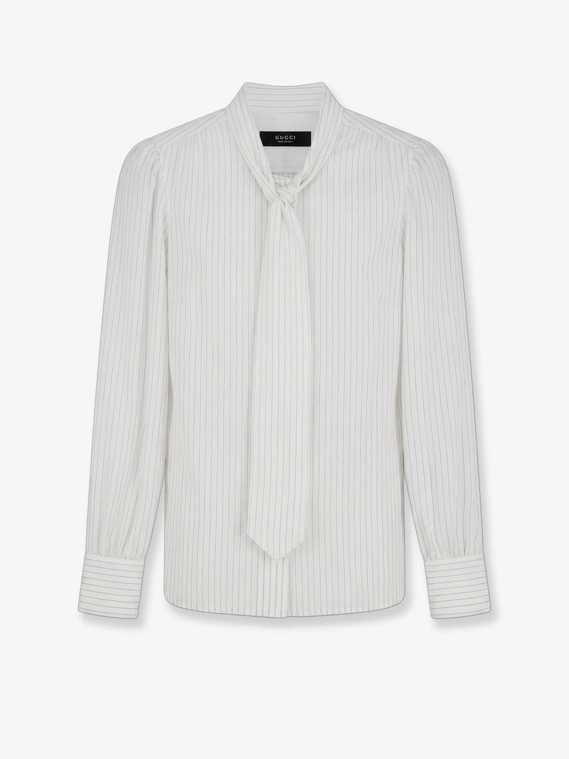 Gucci Gucci Striped Silk Shirt White Women - World Class Fashion