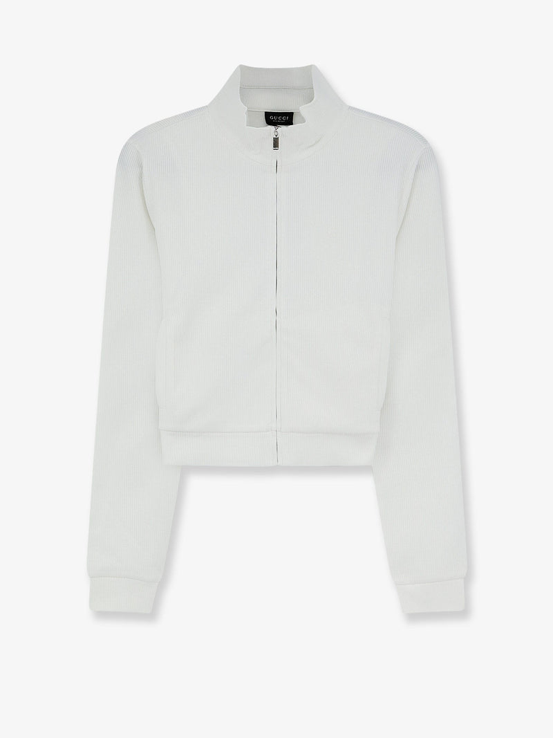 Gucci Gucci Lightweight Ribbed Cotton Jersey Sweatshirt White - World Class Fashion