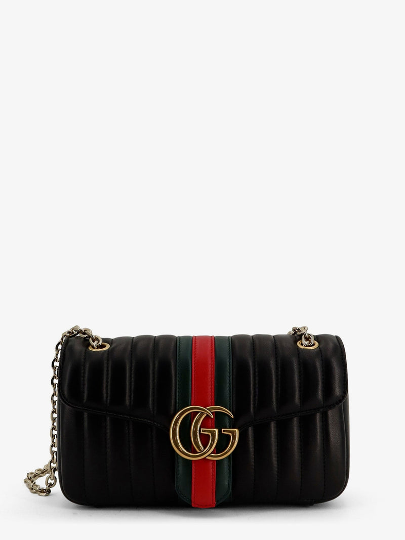 Gucci Gucci Jetset GG Marmont Leather Crossbody Bag Black - World Class Fashion