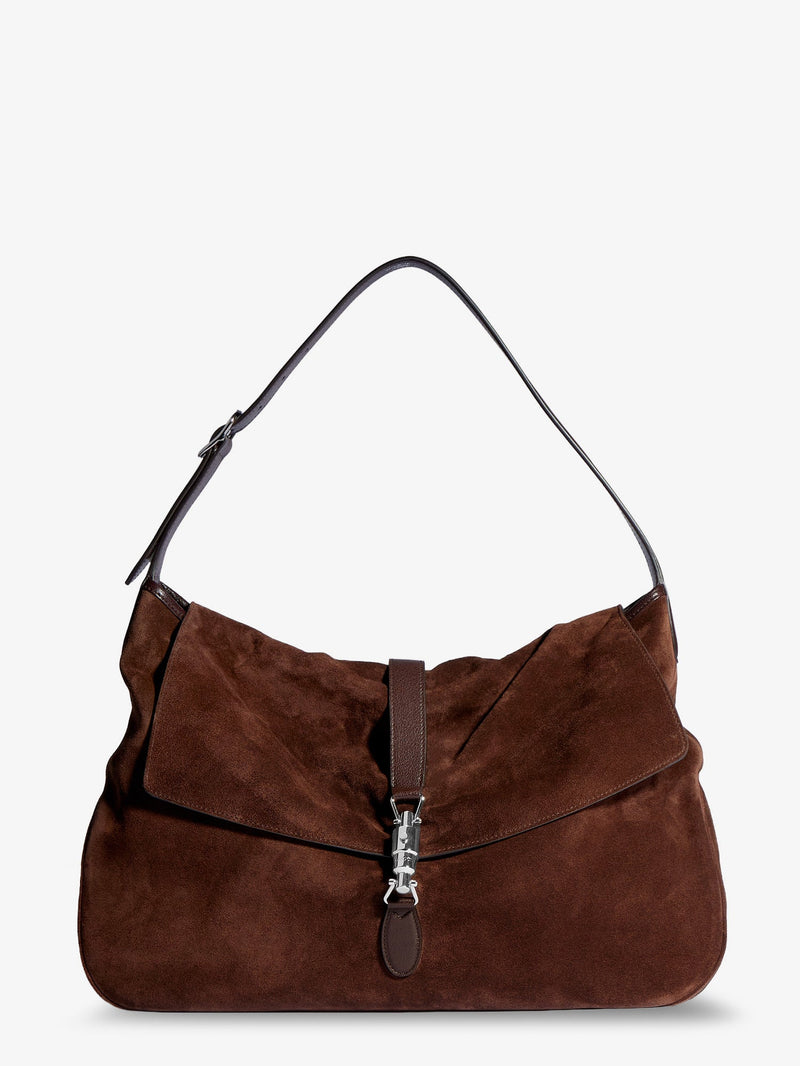 Gucci Gucci Jackie Flap Suede Shoulder Bag Brown - World Class Fashion