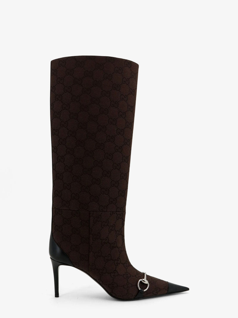 Gucci Gucci GG Canvas Horsebit Boots Brown Women - World Class Fashion