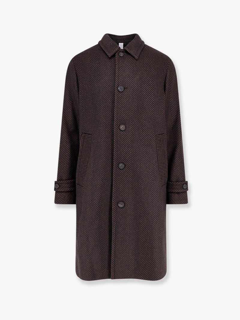 Hevo Hevo Loconia Wool Blend Coat With Herringbone Pattern - World Class Fashion
