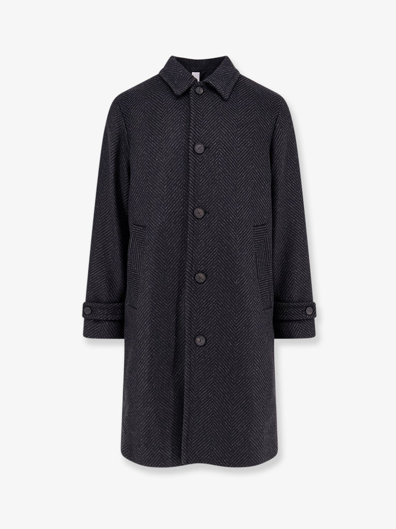 Hevo Hevo Loconia Wool Blend Coat With Herringbone Pattern - World Class Fashion