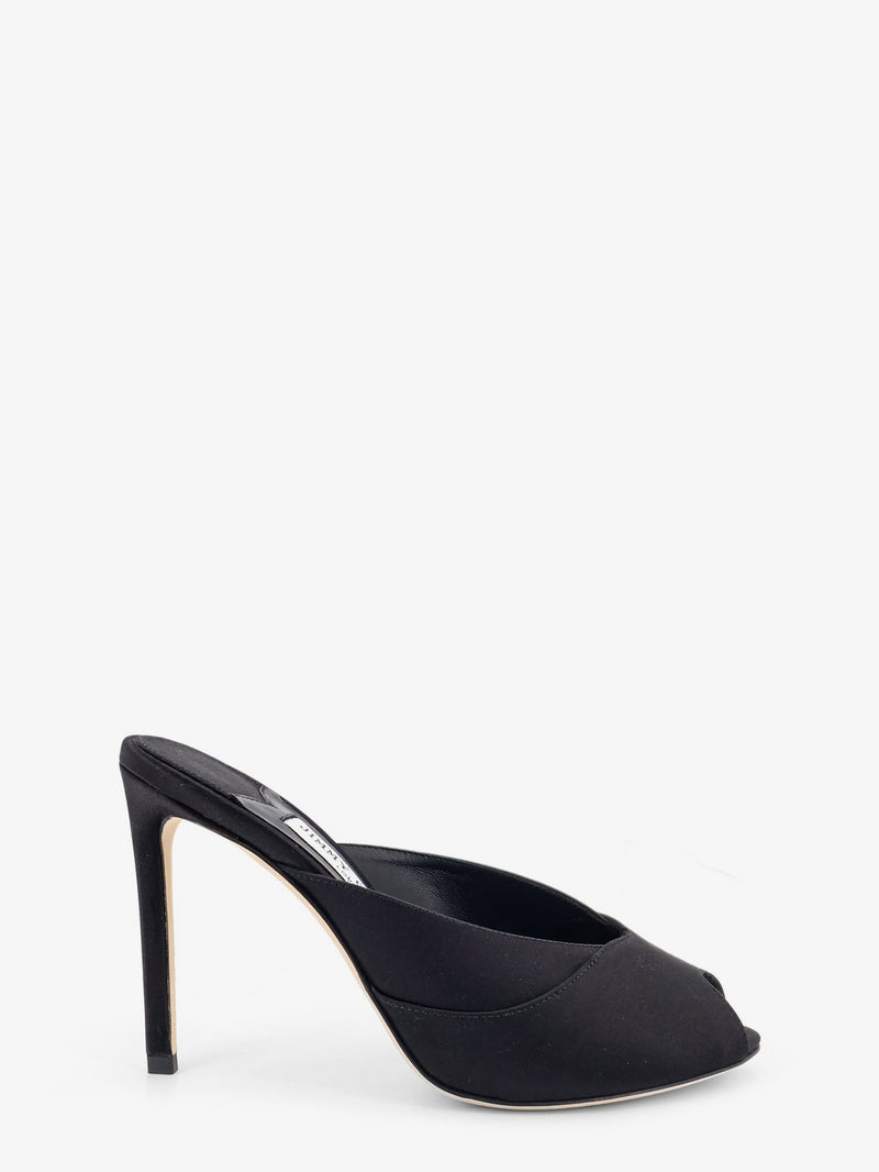 Jimmy Choo Jimmy Choo Brigitte Mule 100 Satin Sandals Black - World Class Fashion