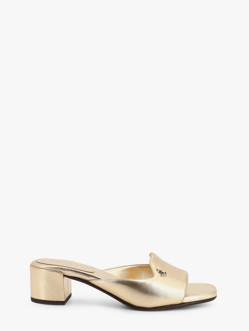 Jimmy Choo Jimmy Choo Dina 45 Laminated Leather Sandals Gold - World Class Fashion