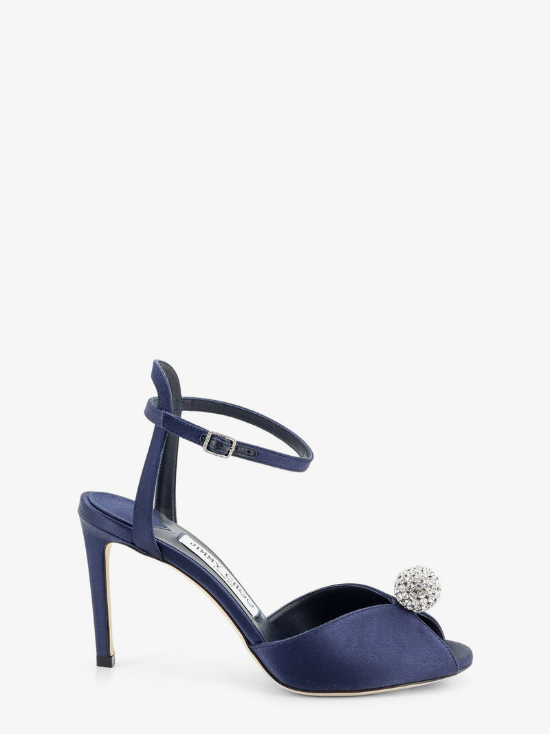 Jimmy Choo Jimmy Choo Sandalias Sacora de satén azules con detalle de cristal - World Class Fashion