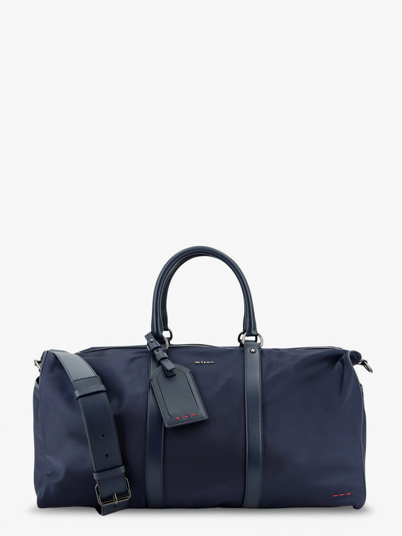 Kiton Ciro Paone Kiton Ciro Paone Nylon Travel Bag Blue with Leather Inserts - World Class Fashion